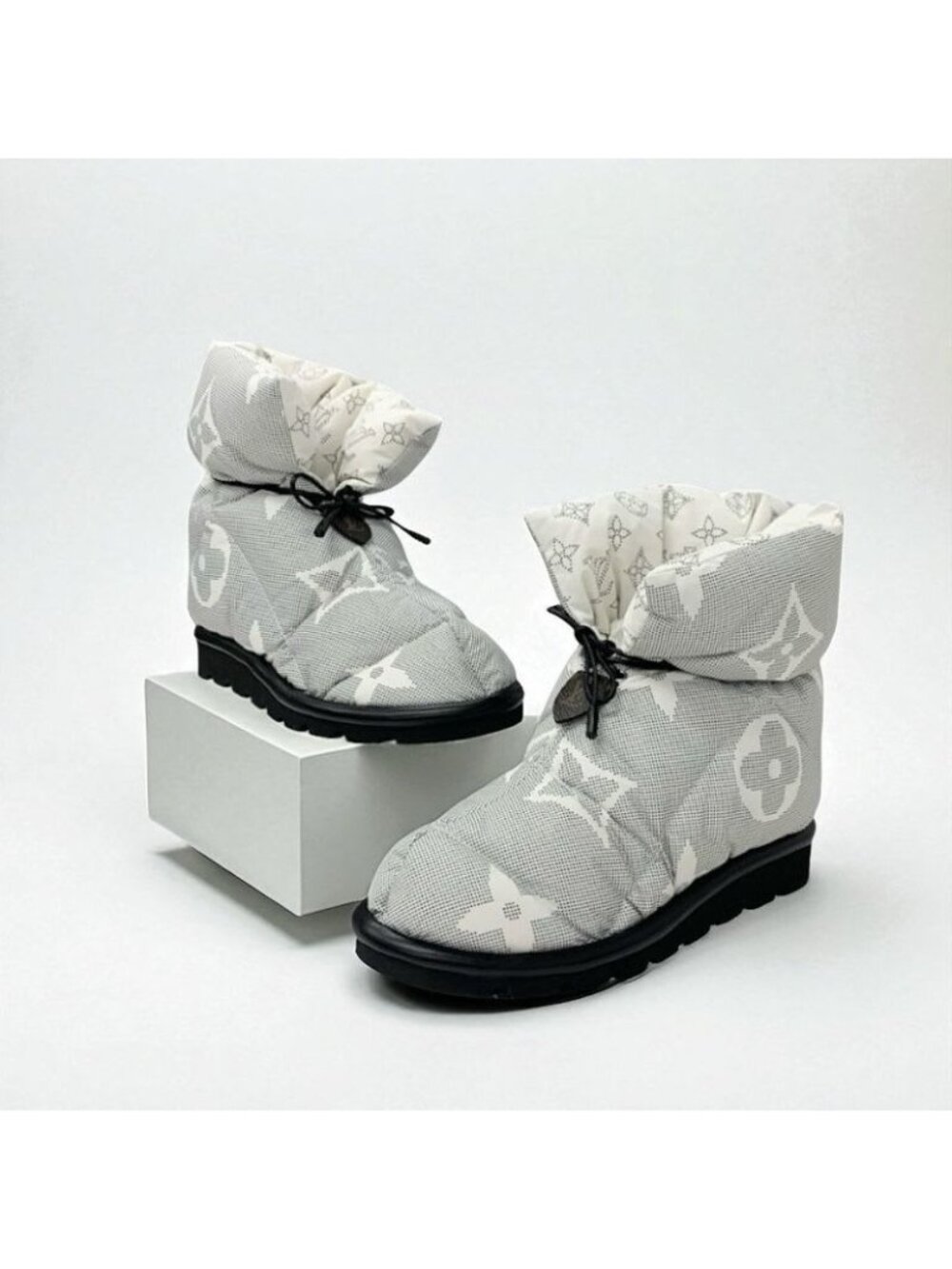 Louis Vuitton Pillow Line Monogram Boots Short Shoes Nylon White Black